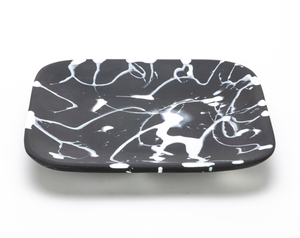 Assiette carrée en résine de qualité alimentaire, motif marbré, écologique, sans BPA, passe au lave-vaisselle, motif personnalisé, plat de service pour les fêtes - Product Image 1