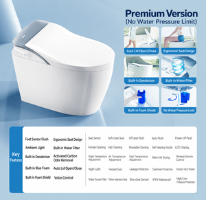 WC intelligent monobloc en céramique blanc nacré, gris et bleu <span class=keywords><strong>saphir</strong></span>, avec couvercle automatique, chauffage instantané et télécommande – Vente en gros d'articles sanitaires - Product Image 4