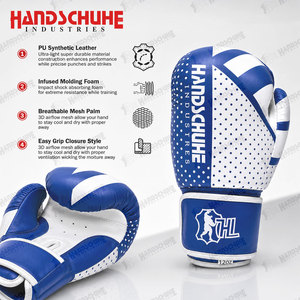 ถุงมือชกมวยหนัง PU ดีไซน์ข้อมือแบบพิเศษ  สำหรับทุกเพศ สีพื้น หนังแท้ กันน้ำ - Product Image 4