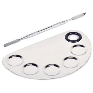 Paleta de Maquillaje de Acero Inoxidable Alemán de 6 Compartimentos con Espátulas, Placa para Mezclar Esmalte de Uñas, Set de Paleta para Artistas Cosméticos - Product Image 4