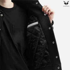 OEM ODM Street Style <b>Letter</b> Embroidery Fleece Lining Long Sleeve Stand Collar Lightweight Casual College Baseball <b>Jacket</b> For <b>Men</b> - Product Image 6