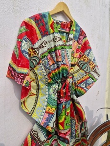 Robe kimono en mousseline de coton biologique : Kaftan fait main extra doux à l'effigie d'un œil protecteur - Product Image 4