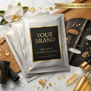 Masque facial au charbon Binchotan à faible MOQ (1000 pièces) sous marque privée, soin anti-âge à l'or 24K, OEM - Product Image 1