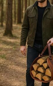 Sac de transport robuste en cuir véritable et bois pour bûches, style vintage, pour cheminée, vente en gros d'usine, personnalisable LWC-0021 - Product Image 3