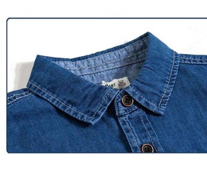 เสื้อเชิ้ตเดนิมเด็กชาย แขนยาว สีพื้น ปกคอพับ สไตล์ลำลอง ผ้าฝ้าย มีกระเป๋า ทรงปกติ - Product Image 5