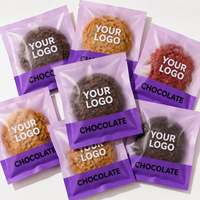 Sacs plats personnalisés avec logo imprimé pour biscuits individuels, thermoscellables, mats, avec encoches de déchirement, vente en gros
