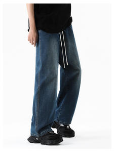 Custom Men's Denim Cargo Jeans High Waist Regular Fit Vintage Streetwear 100% Cotton - Product Image 4
