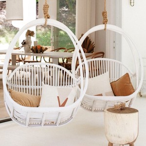 Rattan <b>hanging</b> chair set patio <b>garden</b> furniture egg shaped pod handcrafted moon swing chairs - Product Image 1