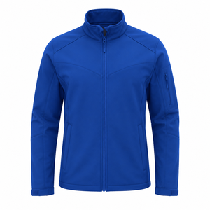 Chaqueta Softshell Azul para Hombre, Cierre Frontal, Resistente al Viento, Informal, para Otoño, Corte Regular, Color Sólido, Poliéster, Último Diseño - Product Image 2