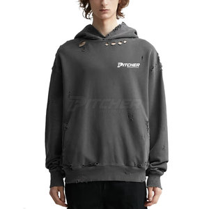 Premium Distressed <b>Hoodies</b> For Men Stylish Washed Look Streetwear Pullover With Comfortable Fit Design - Product Image 4