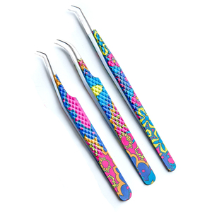 Professional Custom Private Beauty <b>Tool</b> Diamond Grip L Type Eyelash Extension Tweezers Stainless Steel Eyelash Tweezers - Product Image 5