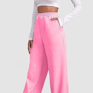 Vente en gros de pantalons pour femmes de luxe personnalisés en rose foncé pantalons en cachemire doux pour femmes vêtements pour femmes de grande taille - Product Image 4