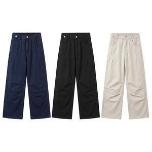 Pantalones Cargo Vornex de Primera Calidad, Corte Recto Holgado, Estilo Denim Apilado, Ajustables, de Secado Rápido, con Acabado Lavado - Product Image 1