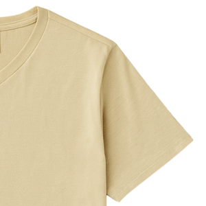 T-shirt pour homme en coton 100% de luxe jaune, col en V, pré-rétréci, manches courtes, respirant, séchage rapide, coupe ajustée, Stonefield - Product Image 6