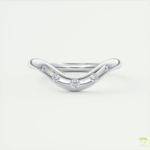 Delicate Gold Lab Grown Diamond Contour <b>Ring</b> For Women Stackable Wedding Band Luxury Minimal Jewelry - Product Image 5