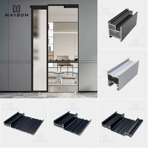 Puertas Corredizas y Abatibles de Aluminio de Doble Apertura, Duraderas, de Aleación de Aluminio, para Decoración del Hogar y la Oficina, Aluminio Delgado - Product Image 2