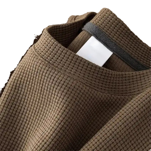 Wholesale Custom Logo Silk Screen Printed Short Sleeve Blank Design Mens <b>Waffle</b> Knit Acrylic Oversized T-<b>Shirt</b> - Product Image 3