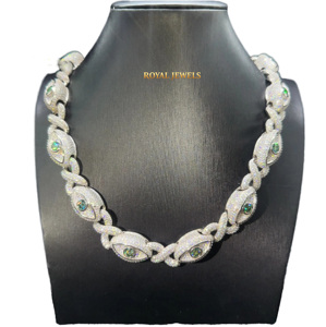 Collier en argent 925 couleur or rose avec moissanite, chaîne à maillons épais et pendentif croix pour femme, bijoux de fête - Product Image 1