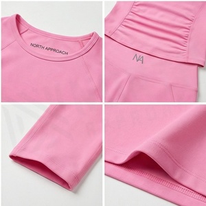 Combinaison de yoga rose à manches longues, taille haute, jambes évasées, sans coutures, extensible dans les quatre sens, couleur unie, longueur intégrale, vêtements de sport - Product Image 4