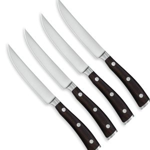 Commercial Steak <b>Knives</b> <b>Set</b> of 4 with Precision <b>Sharp</b> Stainless Steel Blades and Classic Black Handles for Restaurant Catering - Product Image 5