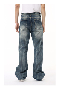 Wholesale Custom Breathable Winter <b>Print</b> Straight Denim 100% Cotton <b>Mens</b> Casual <b>Jeans</b> Vintage Dark Wash Heavyweight Durable - Product Image 3