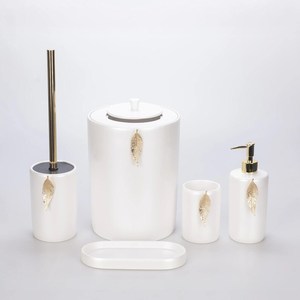 ชุดห้องน้ำเรซิ่นสีขาวมุกและสีทอง  แบบเป็นมิตรต่อสิ่งแวดล้อม  วาดลายด้วยมือ  สไตล์โมเดิร์น - Product Image 6