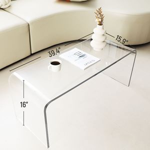 Tavolino da Caffè e Tè in Acrilico Ecologico, 100 cm di Lunghezza, 15 mm di Spessore, Design Moderno Rettangolare per Soggiorno o Hotel - Product Image 3