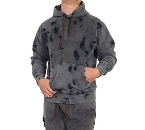 Survêtement à capuche tie-dye pour homme, coupe ample, 100 % coton, style décontracté urbain, avec poches latérales et cordon de serrage - Product Image 5