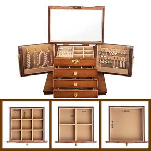 Caja de joyería de madera vintage para mujer, elegante organizador para collares, anillos y relojes - Product Image 2