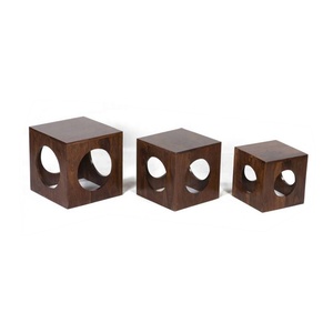 Mesas de nido de madera maciza contemporáneas, mesa lateral de madera con Mango indio, muebles para sala de estar - Product Image 5