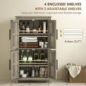 Mobile bagno moderno in legno stile rustico con scaffali a 3 livelli grigio chiaro (23.6x11.8x43.3) - Product Image 4