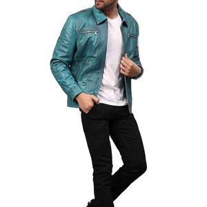 Veste en cuir pour motard pour homme de qualité supérieure, sur mesure, en gros, avec col montant, avec votre logo - Product Image 2