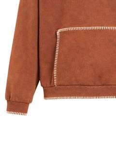 Sweat-shirt à capuche marron oversize pour homme, avec poche kangourou, style streetwear, épais, décontracté, pour l'hiver, fabricant OEM - Product Image 6