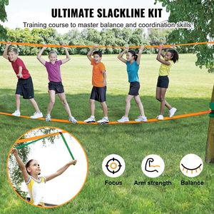 Set completo di Kit Slackline per allenamento facile da 60 piedi per bambini adulti include protezioni per alberi Trainer per il braccio con agilità di velocità - Product Image 2