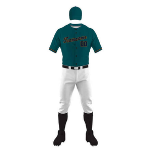 Conjunto de Uniforme de Béisbol Personalizado Unisex Color Verde Azulado, Pantalones Blancos, Calcetines Negros, Impresión por Transferencia de Calor, Poliéster Transpirable para Adultos - Product Image 4