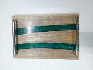 Plateau de service rectangulaire en bois couleur mate, design minimaliste poli, couleur unie, durable, idéal pour les cadeaux, plateau à dessert en bois - Product Image 6