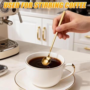 Juego de Cucharas para Café y Té Doradas, Mango Largo de 6.7 Pulgadas, Acero Inoxidable 304, Cuchara para Remover Café, Cubertería de Grado Alimenticio Premium - Product Image 2
