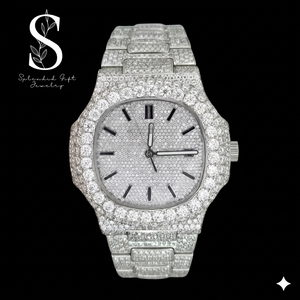 Reloj de pulsera para hombre con diamantes de moissanita, reloj de lujo estilo hip hop, reloj de plata de ley 925 para hombre a la moda. - Product Image 1