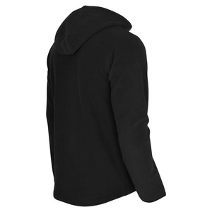 Veste en polaire noire pour homme avec capuche, col montant, fermeture éclair, coupe-vent, style vêtements de travail, vêtements d'hiver, coupe régulière - Product Image 2