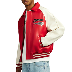 Vestes en cuir Avirex pour hommes à col rabattu, de haute qualité, très vendues, style streetwear, pour adultes - Product Image 2