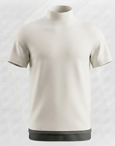 Men's Off <b>White</b> Short Sleeve O-Neck Knitted T-Shirt Regular Fit Solid Color Formal Breathable Front Logo - Product Image 1