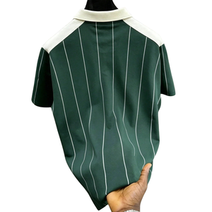 Camisa a Rayas Antiarrugas para Hombre, Manga Corta, Casual, para Golf, Tenis, Transpirable, Corte Regular, Suave, para Uso Diario en Verano, Verde - Product Image 2