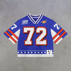 Camiseta Deportiva Corta Personalizada para Hombre, Estilo Vintage, para Fútbol, Baloncesto, Fútbol Americano, con Estampado Retro y Malla - Product Image 2