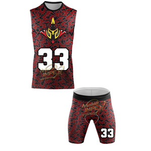 Custom Sublimated Breathable Team Player Name 7v7 Flag Football Men's Adult <b>Compression</b> Crew Neck Sleeveless Spandex/Polyester - Product Image 4