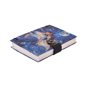 Premium <b>A5</b> Romantic Couple Moonlight Design Notebook with Lock 100 Pages Handmade Paper Journal Eco Friendly Diary Gift Notebook - Product Image 1