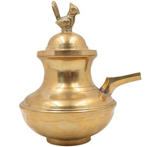 Pot à ghee en laiton artisanal, Panchapatra, récipient de prière traditionnel, Peetal Kalash, conteneur Diya pour les rituels du Mandir et du Temple - Product Image 6