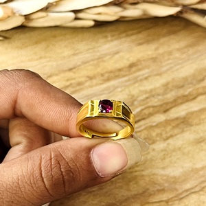 Latest Design <b>Garnet</b> Gold <b>Ring</b> Minimalist Brass <b>Rings</b> For Men 18k Plated Geometric Signet Statement Jewelry Wholesale/OEM/ODM - Product Image 5