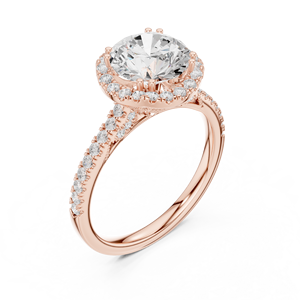 Anillo de Compromiso de Diamante Corte Brillante en Oro Rosa con Halo de Diamantes Laterales, Certificado IGI, Cultivado en Laboratorio, Joyería Clásica para Mujer, Regalo para Fiesta - Product Image 2