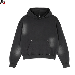 Sweat à capuche oversize de luxe pour homme, en molleton de coton épais délavé à l'acide, fabrication artisanale - Product Image 5