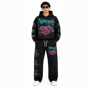 Sudadera con Capucha Oversize de Estilo Urbano para Hombre, 100% Algodón, Tejido de Rizo Grueso, con Estampado de Personajes - Product Image 1